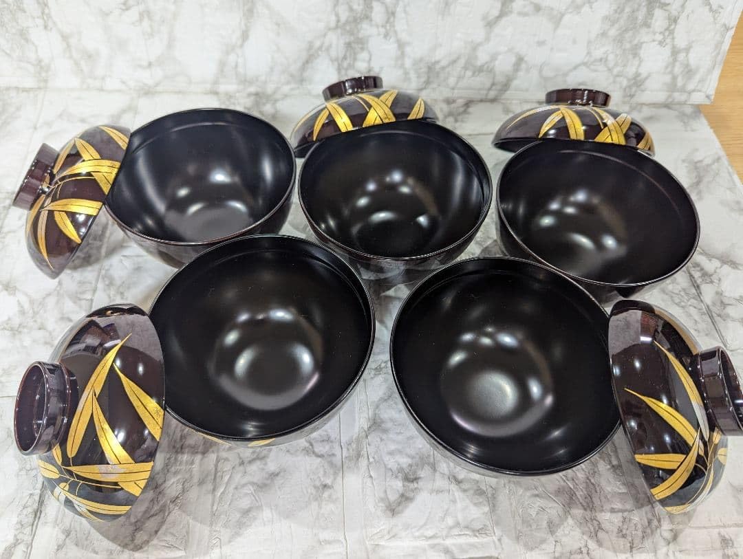 Amazon.co.jp: 山中塗 山中漆器 蓋付き椀 汁物椀 5客セット : ホーム
